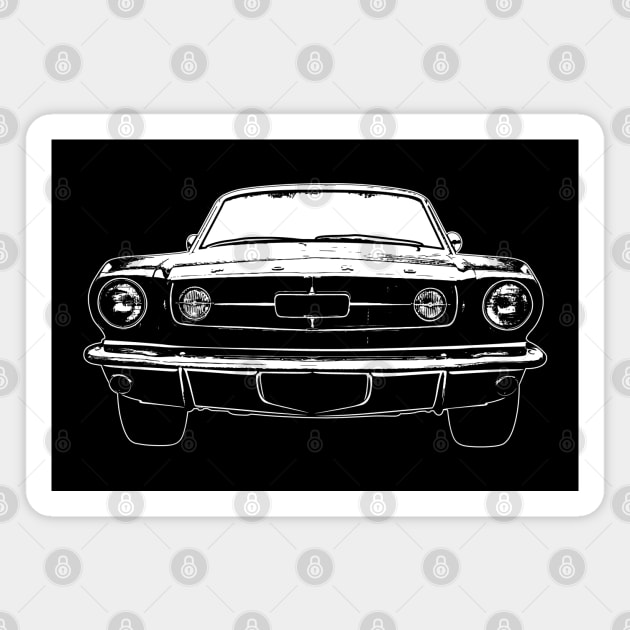 White Mustang Fastback GT Sketch Art Magnet by DemangDesign